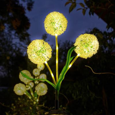 China Ground Plug Triple Dandelion Solar Lawn Light for Outdoor Garden Landscape Ambient Patio for sale