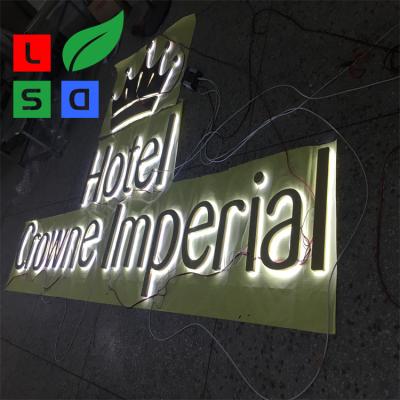 China RoHS Stainless Steel LED Channel Letter Sign Backlit DC12V Gold Polished for sale