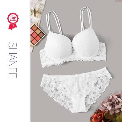 China SHANEE Floral Lace Underwire Antibacterial Antibacterial Lingerie Set For Women BP2102100-QS for sale