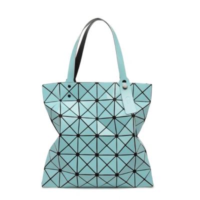 China Fashion Customized Rhombus 6*6 PU Deformation Bag Handbag Geometric Female Laser Diamond Variety Folded Tote Bag for sale