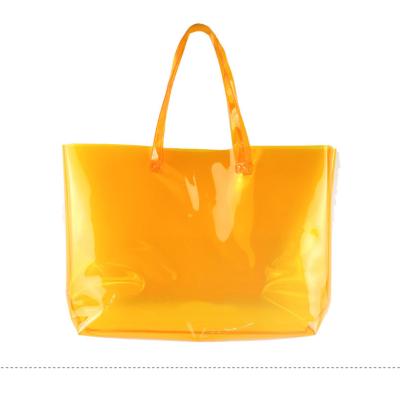 China PVC Tote Bag Women Transparent Logo Waterproof Clear Plastic Jelly RFID Candy Color Summer Bag Handbag Custom Lady Beach Bags for sale