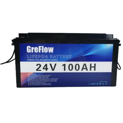 China GreFlow new design 300ah 200ah 100ah 24v lithium lifepo4 battery with LCD display screen for home energy storage system 100Ah for sale