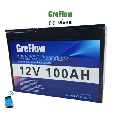 China GreFlow High Power Energy Grade A Full Capacity Lithium Battery BMS Lifepo 4 Akku 12V 100Ah For Home Energy Storage System 100Ah for sale