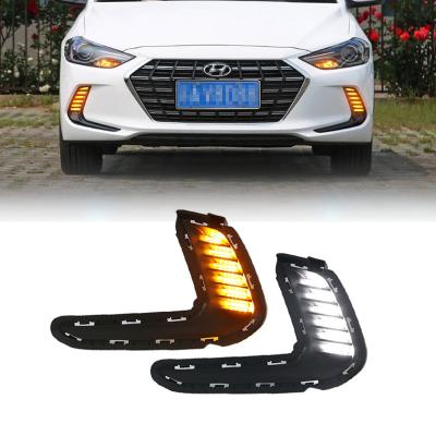 China LED DRL Lamps Daytime Running Light For Hyundai Elantra 2016 - 17 With Yellow Turn Signal Light For Hyundai Elantra 17-18 Running Lights for sale