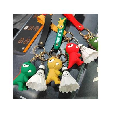 China Soft rubber Factory Supply Attractive Price Soft Rubber Sports Ball Keychain Badminton Key Ring for sale