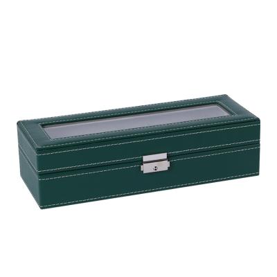 China New high-grade simple green leather watch display storage box watch collection high-end box for sale