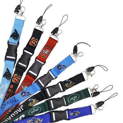 China 2021 Lanyard High Quality Silk Screen Sales Daily Wear Nylon Lanyard High Quality Cheapest Sports Logo Mobile Phone Printing Hot Football Logo for sale