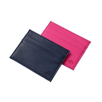 China Custom Front Minimalist Slim Saffiano Wallet Pocket Credit Card RFID Credit Card Genuine Leather Holder for sale