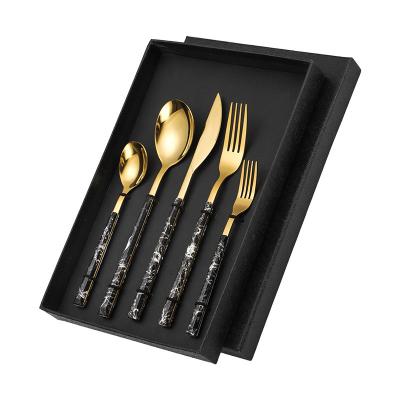 China 4pcs Vintage Hotel Steak Knife Wedding Flatware Stainless Steel Sustainable Luxury Cutlery Set Chopstick Cutlery Set With Marble Handle for sale