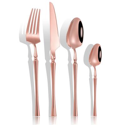 China Hot Viable Luxury Royal Amazon Mirror Polish Wedding Party Stainless Steel Metal Cutlery Set Loose Gold Flatware Set for sale