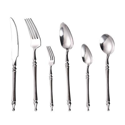 China Stainless Steel Viable Royal Luxury Hotel Gold Silverware Forks and Spoons Flatware Supply High Quality Sets for sale