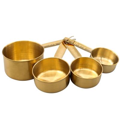 China Viable Modern Home 4pcs Gold Tea Coffee Tablespoon Stainless Steel Baking Measuring Cups and Measurer Set for sale