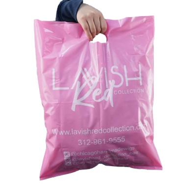 China Low Price Recyclable Custom Printed Die Cut Plastic Handle Shopping Carry Bag With Company Logo for sale