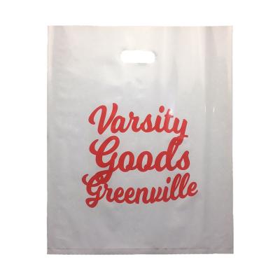 China Professional Factory Recyclable Customized Eco Friendly Die Cut Shopping Handle Plastic Bag With Logo for sale