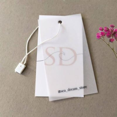 China High Grade Sustainable Custom Design Printing Paper PVC Garment Labels Hang Tag Clothing Label With String for sale