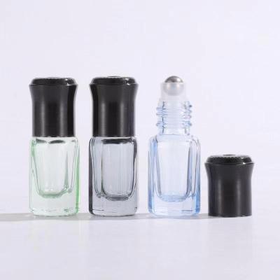 China China Cosmetic Factory Hot Sale Small Glass Bottle Clear Perfume Bottle With Black Cap for sale