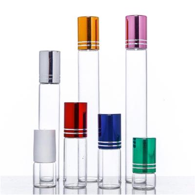 China 3ml 5ml 10ml 15ml Clear Essential Oil Cosmetic Bottle Roll On Glass Bottle With Screw Cap for sale