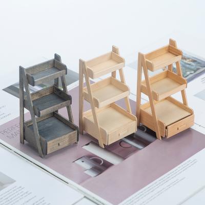 China Wooden Mini Toy 1:12 Dollhouse Furniture Rack Mini Furniture Model Micro Scene Doll Room Accessories With Drawer for sale