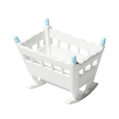 China Baby Crib Mini Furniture For Doll House 1:12 Mini Toy Wholesale Dollhouse Wooden Mini Furniture Model for sale