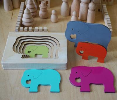 China Mini Toy 3D Wooden Animal Gradient Stacking Wooden Puzzle Toys Educational Montessori Wooden Toys for sale