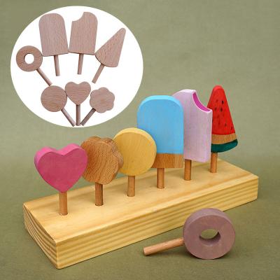 China Creative Wooden Hand Drawn Ice Cream Props Mini Toy Diy Painted Drawing Toys Decorative Toys for sale