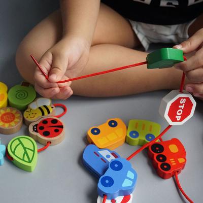 China Mini Toy Wooden Toys Pretend Play Building Block The Garden Series Wooden Beaded Toys For Kids Montessori Exercise Finger Fine Motor Skills for sale