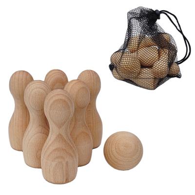 China Popular Wooden Mini Toy Outdoor Indoor Sports Kids Educational Rolling Toy Bowling Game Set Educational Interactive Toys for sale