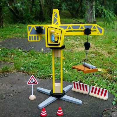 China Mini Toy Wood Toy Manufacturer Wooden Simulation Crane Hanging Tower Crane Play Pretend Wooden Toys for sale