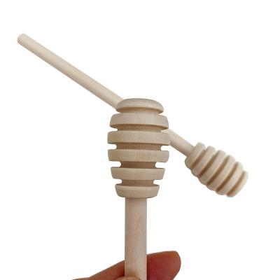 China Disposable Customize 3 Inch Small Mini Wooden Honey Sticks For Honey Jar Dispense Drizzle Honey Stirrer for sale