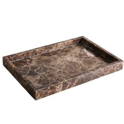 China Contemporary KitchenAccessories Table Guest Room Hotel Marble Decor Collection Simple Modern Lifestyle Rectangle Tray for sale