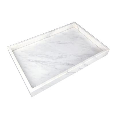 China KitchenAccessories Natural White Rectangular Marble Custom Trays Hotel Guest Room Carrara Home Decoration for sale