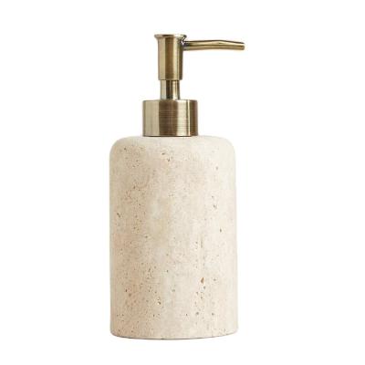 China Modern Nordic Marble Decor Stone Bathroom Accessories Set Champagne Soap Dispenser for sale