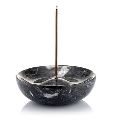 China Chinese Modern Black Gray Polished Marble Incense Sticks Incense Holder Meditation Zen Decor Desk Decor Home Accessories for sale