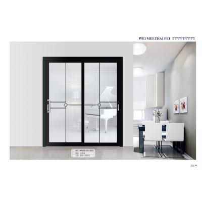 China Sound Insulation House Modern Black Aluminum Frame Doors Double Glazed Sliding Doors for sale