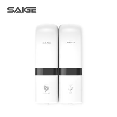 China Foam Soap Dispenser Saige Hotel 200ml*2 Wall Mounted ABS Plastic Manual Liquid Soap Dispensers for sale