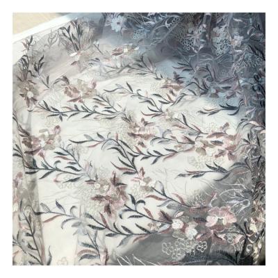 China 2023 Breathable High Quality 100% Poly Embroidery Mesh Fabric Women Shirt For Dance Dress for sale