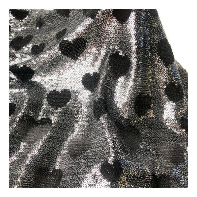 China Breathable Luxury Heart Shape Embroidery Sequin Lace Wedding French Tulle Mesh Lace Embroidery Fabric For Dress Dress for sale