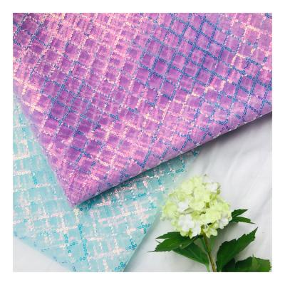 China 100% Poly Square Embroidery High Quality Breathable Mesh Fabric With Sequin Fabric For Dress Women Shirt Clothing for sale