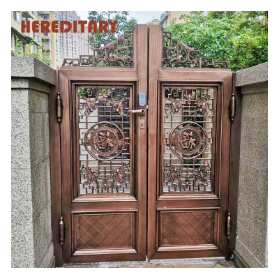 China Swing Art Security Aluminum Exterior Doors Decoration Electric Gates for sale