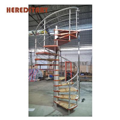 China Modern Custom Stainless Steel Stairs Grill Spiral Stair Steps Wooden Staircase for sale