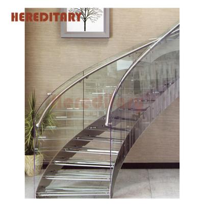 China Hotel Factory Price Stainless Steel Balustrade Staircase Led Lightweight Glass Circular Staircase for sale