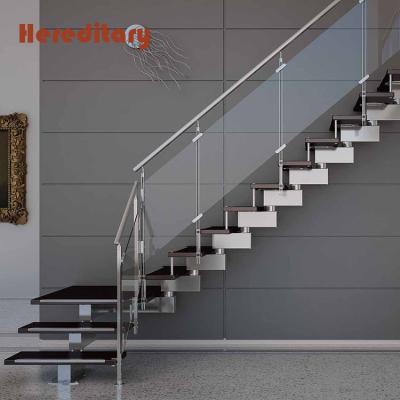 China Modern Prefab Home Used Metal Stairs Frameless Glass Floating Staircase Design for sale