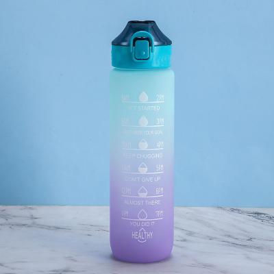 China Viable Motivational Water Bottle BPA Free Leakproof Tritian Frosted Fitness Sport 1L Portable Reusable Plastic Water Bottles for sale