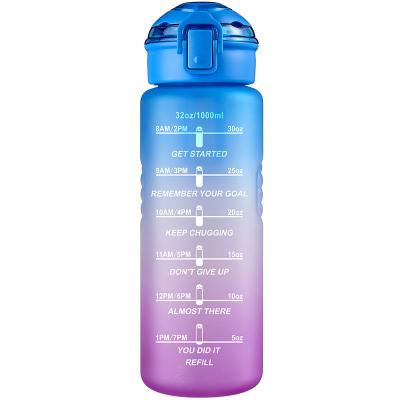 China 2022 hot sale amazon viable tiktok large capacity 1000ml frosted plastic sports bottle with flip top lid for sale