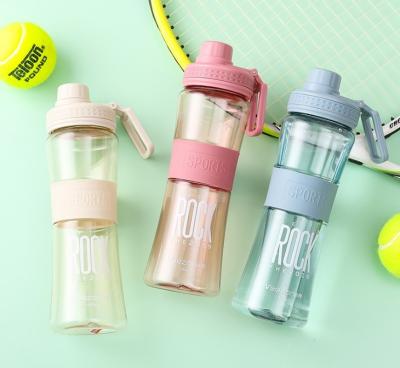 China BPA Free Eco-Friendly Sustainable Food Grade Drinking Plastic Sports Water Bottle With Silicone Sleeve for sale