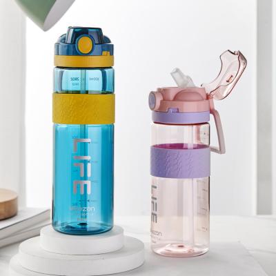 China 2022 Cheap Custom Logo Sustainable Plastic Water Bottle 800ml Clear With Straw Plastic Water Drinking Bottle for sale