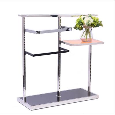 China Exhibition Display Rack Clothing Island Rack Stainless Steel Floor Hanger Shelf Floor Hanger Horizontal Bar Hanger for sale