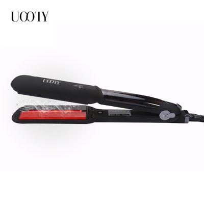 China UOOTY Household Steam Hair Iron 2 Inch Titanium Flat Iron 450 Degree Infrared Ionic Steam Hair Straightener for sale