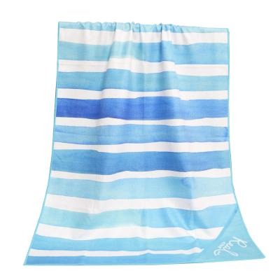 China High Quality Sustainable Custom Printing Waffle Microfiber Sand Free Beach Towel With Pocket for sale