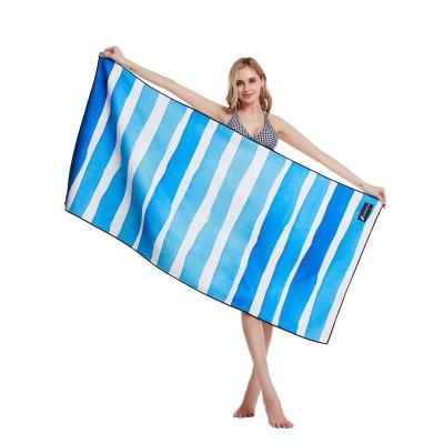 China Free Standing Waffle Sand Custom Striped Beach Towel Printed for sale